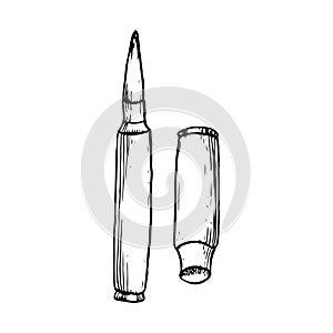 Vector bullet for rifles and collet graphic simple illustration for weapon, military designs