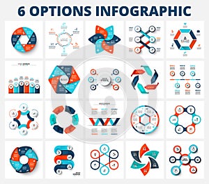 Vector bundle infographics elements. Business template presentations. Circles, hexagons, arrows and other abstract