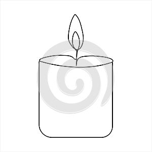 Vector burning fire candle continuous one line drawing isolated on white background illustration and minimalist