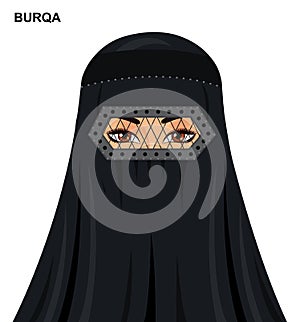 Vector burqa style, beautiful arabic muslim woman in burqa - Ill