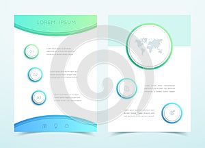 Vector Business Blue 3d Page Template Infographic