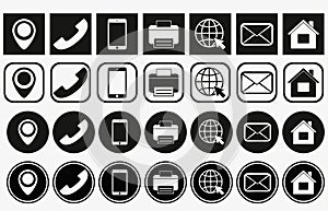 Vector business card contact information icons. business card contact icons set. contact information icons