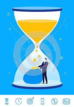 Vector business concept illustration. Time is money.