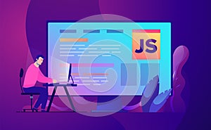 Vector business concept illustration Web development and coding