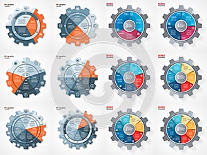 Vector business gear style circle infographic set