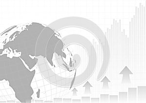 Vector : Business graphs with world on white background