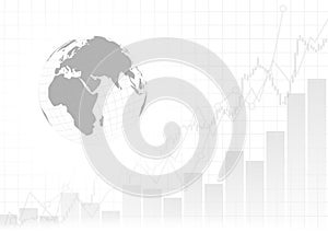 Vector : Business graphs with world on white background