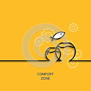 Vector business illustration linear comfort zone as aquarium