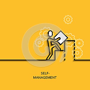 Vector business illustrationlinear self-management as man builds a graph photo