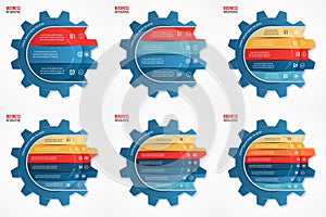 Vector business and industry gear style circle infographic templates set photo