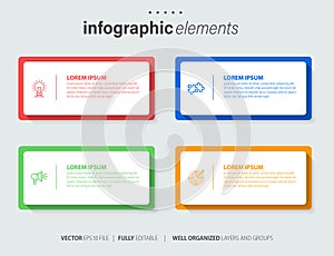 Vector business Infographic elements template. Modern concept design with numbers 4 options or steps banner design.