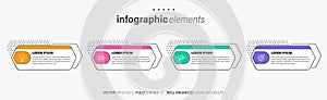 Vector business Infographic elements template. Modern concept design with numbers 4 options or steps banner design.