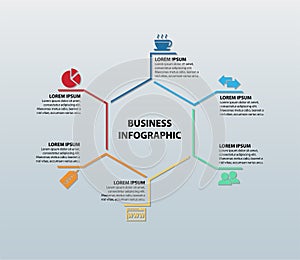 Vector Business And Networking Infographic Featuring Six Icons With Corresponding Information Sections