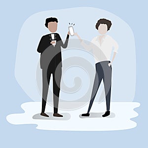 Vector of business people using phone