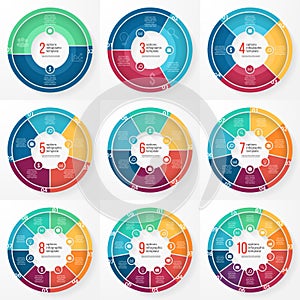 Vector business pie chart circle infographic set