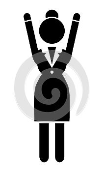 Vector business woman black silhouette. Lady dressed formally full length over white background