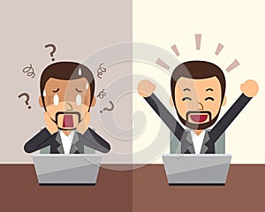 Vector businessman expressing different emotions cartoon style