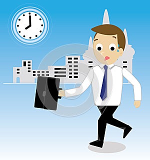 Vector of businessman hurrying to work
