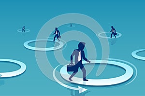 Vector of a businessman walking inside circle