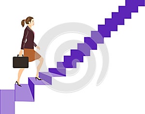 Vector - Businesswoman Go Up Stair Illustration