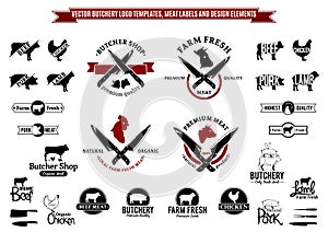 Vector Butchery Logo Templates, Labels, Icons and Design Elements photo