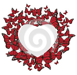 Vector Butterflies Heart Valentine`s Background.