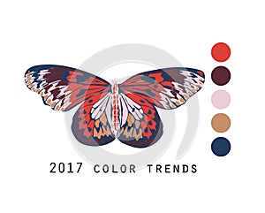 Vector butterfly with colors of 2017