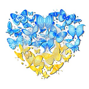 Vector Butterfly Heart of Ukraine