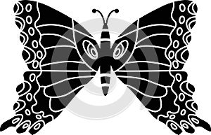 Vector butterfly outline silhouette black tattoo illustration. Laser plotter. T-shirt print design. Vinyl wall sticker.