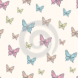Vector butterfly seamless repeat pattern design background, pastel
