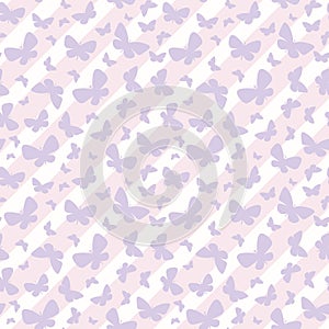 Vector butterfly seamless repeat pattern design, pastel purple and pink