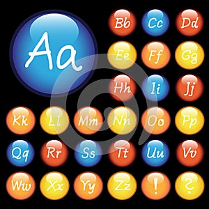 vector button with hand drawing alphabet