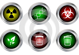 Vector button symbol ,radioactive,DNA,biohazard,ecology,bin close,bin open