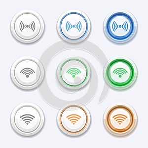 Vector button with wifi or wireless icon