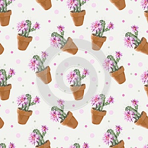 Vector Cactus Background. Seamless Pattern. Exotic Plant