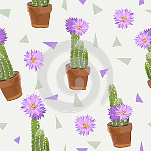 Vector Cactus Background. Seamless Pattern. Exotic Plant