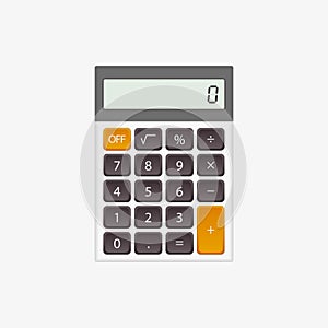 Vector calculator with gray and orange buttons on white background
