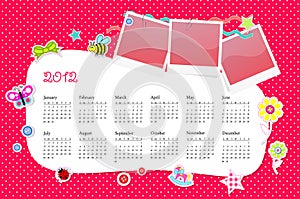 Vector calendar 2012 in girl scrapbook style