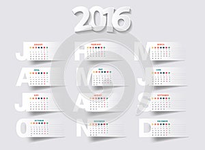 Vector calendar 2016 new year