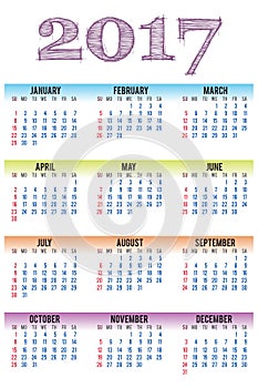 Vector calendar 2017, template