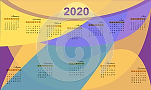 Vector calendar 2020 on the geometric imposition of translucant