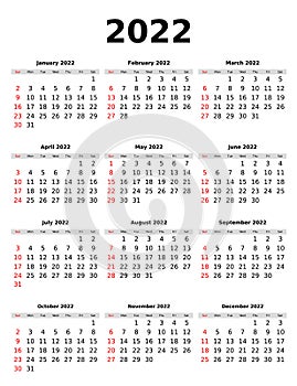 Vector calendar 2022 for planning. Design and template
