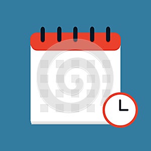 Vector calendar and clock icon. Schedule, appointment, important date concept. Modern flat design illustration