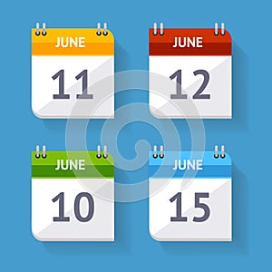 Vector Calendar Icon Set Flat Design