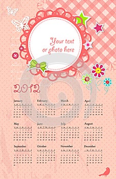 Vector calendar with place for photo