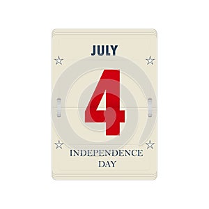Vector calendar's sheet for Independence Day.