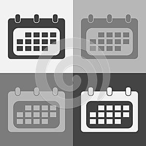 Vector Calendar set icon in flat style on grey background