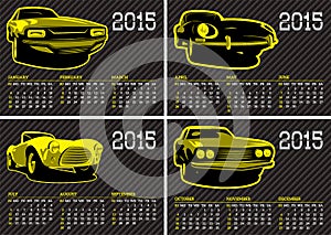 Vector calendar template with cars carbon background