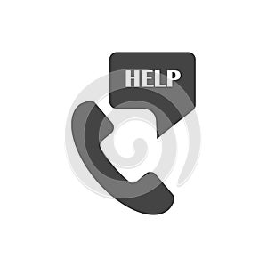 Vector call icon with a request for help on white isolated background