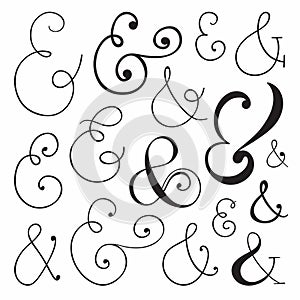 Vector calligraphic hand drawn ampersands collection. Good for wedding invitation, birthday card, web page design.